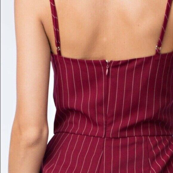 Honey Punch Large Spaghetti Strap Pinstriped Jumpsuit - Picture 6 of 8